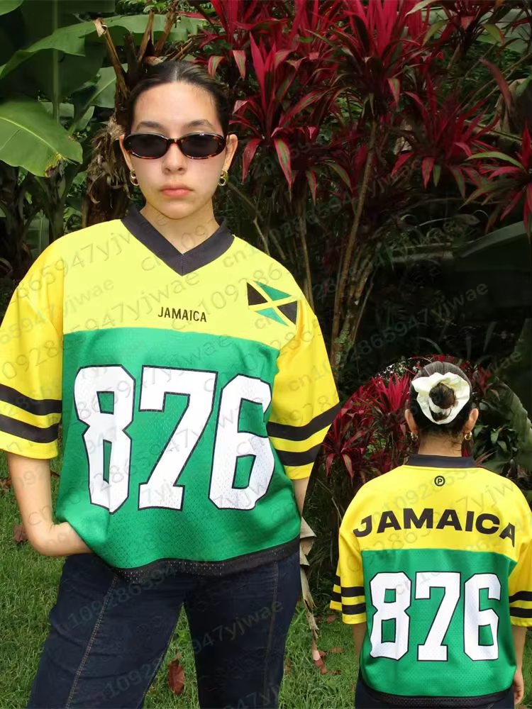 Maillot de la Jamaïque 2026, couleurs du drapeau, streetwear oversize, vêtements de sport décontractés, maillots à manches courtes, t-shirts d'été pour hommes et femmes