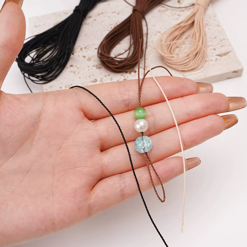 Cordon ciré en polyester de 1 mm, 10 m/sac, pour la confection de bijoux, la broderie, le bricolage, la fabrication de bracelets et de colliers, accessoires de tissage