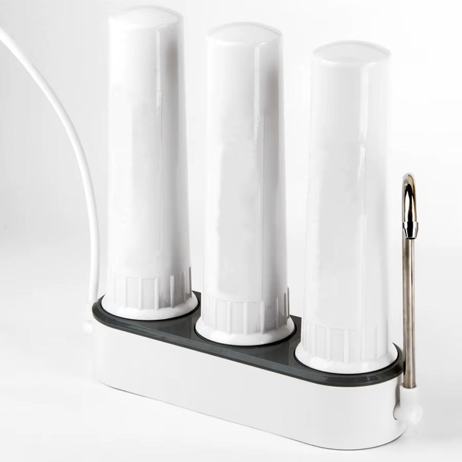 Purificateur d'eau de comptoir en 3 étapes, filtre à eau du robinet, solution d'eau de cuisine, traitement de l'eau potable domestique, connecteur universel