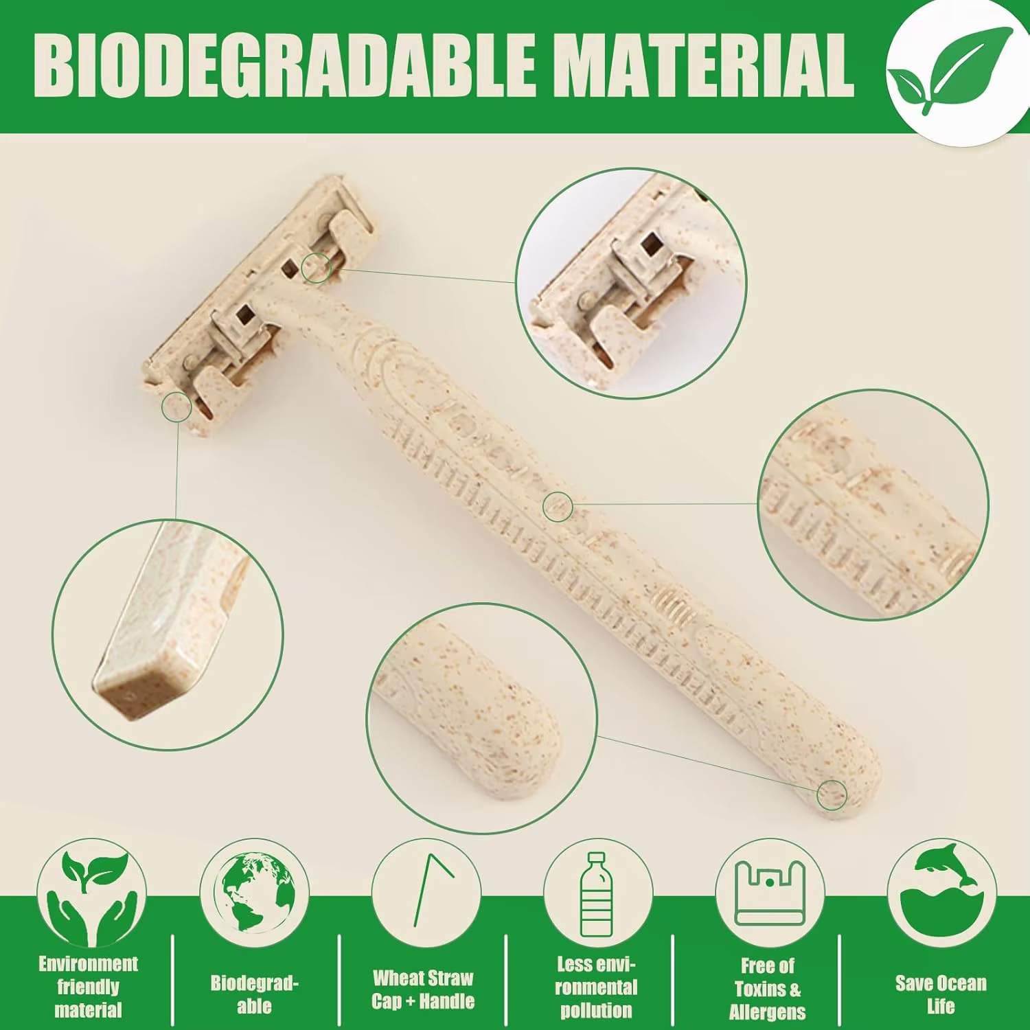 EZ rasoirs jetables écologique trois lames rasoir Biodegradabl cheveux suède