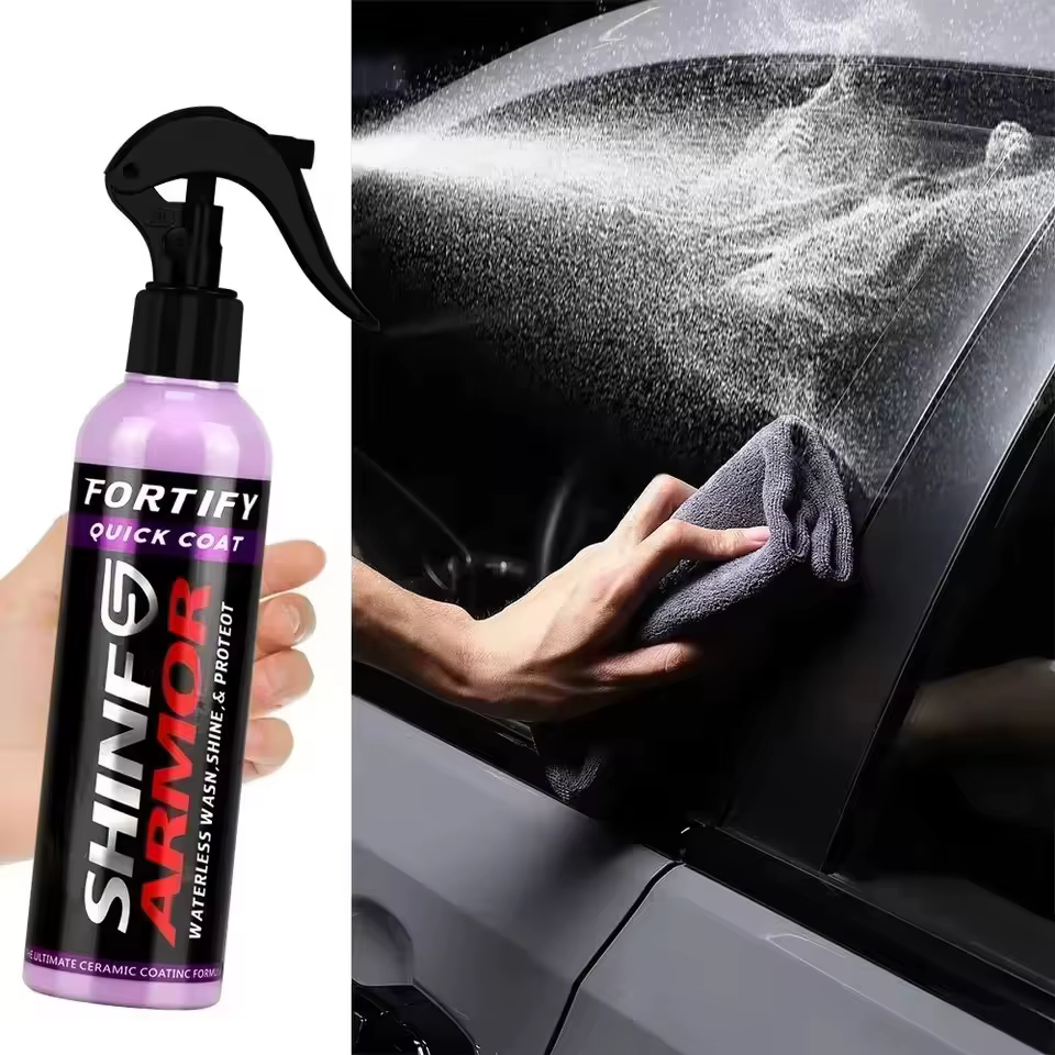 SHINE Fortify Quick Coat – Cire céramique pour voiture, spray de polissage, lavage sans eau et cire, couche de finition hydrophobe