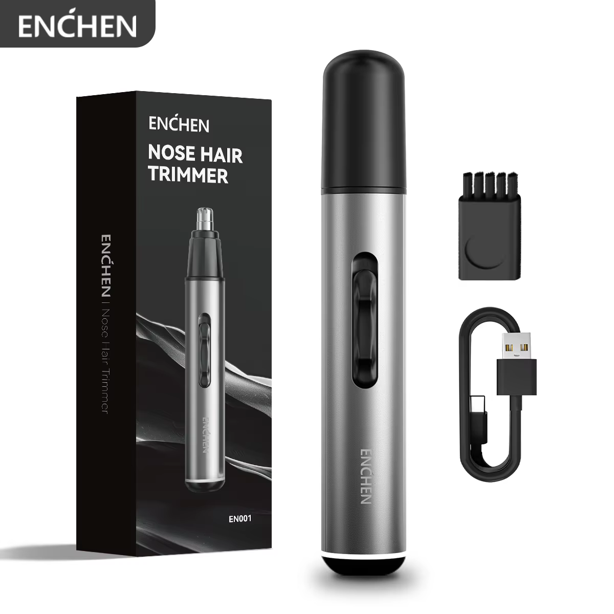 ENCHEN EN001 tondeuse professionnelle pour nez et oreilles avec tête coupée en acier inoxydable