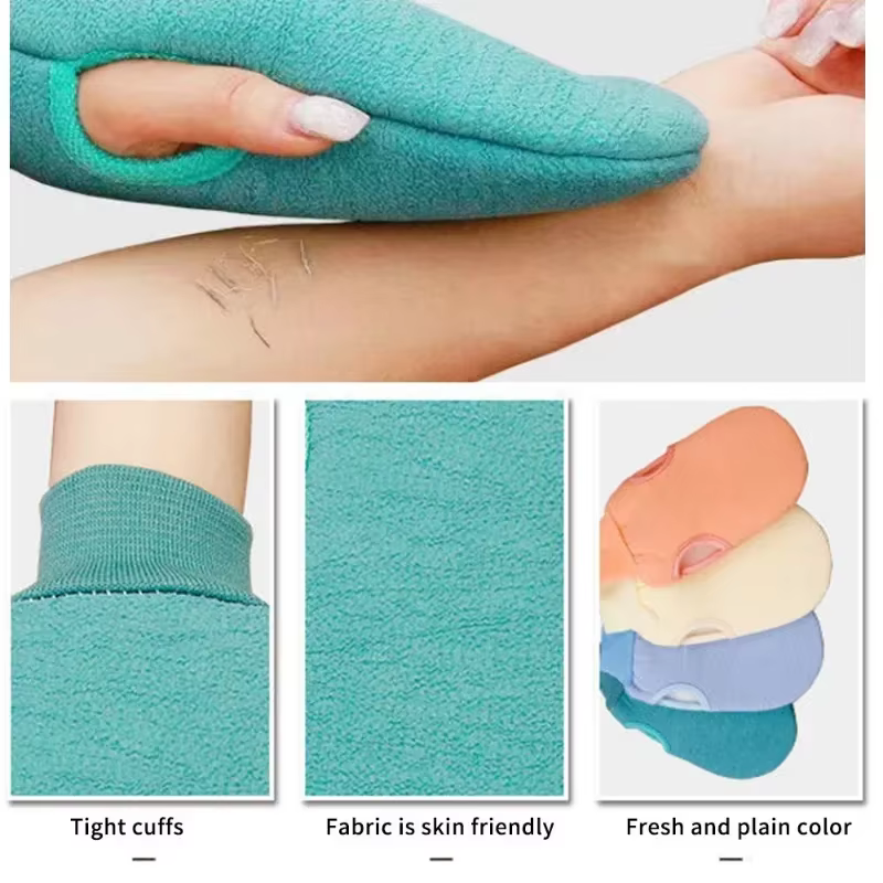 1 Gant de douche exfoliant double face, 1 Gant de massage corporel en mousse, Gants de bain pour gommage et nettoyage en profondeur de la peau, SPA 