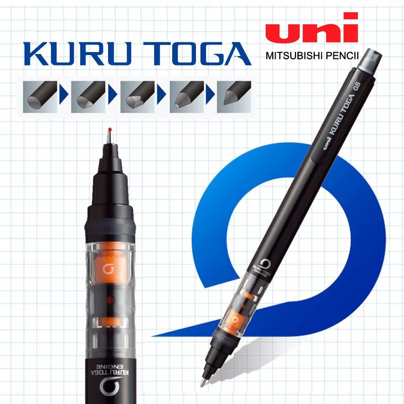 Crayon mécanique Janpan UNI Kuru Toga M5-452, crayon à dessin 0,5 mm, faible centre de gravité, rotation automatique, fournitures scolaires