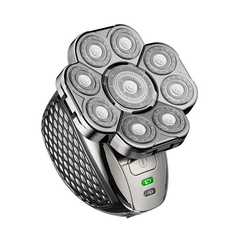 Rasoir électrique multifonctionnel 9 lames flottantes 6-en-1 rechargeable pour la tête chauve