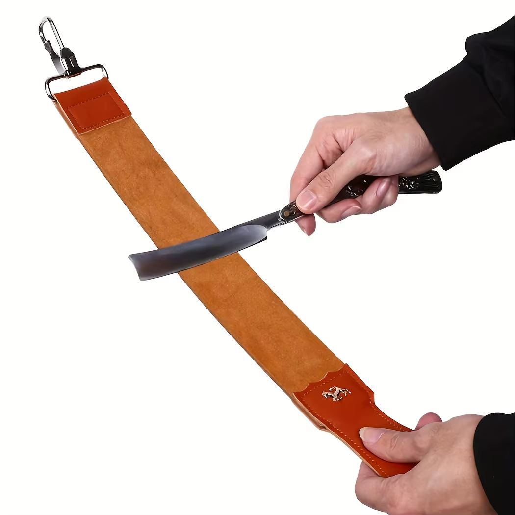 Sangle de rasoir droite en cuir PU pour couteaux pliants de barbier
