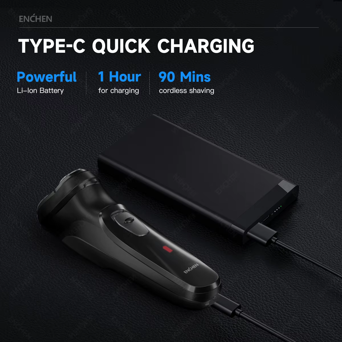 ENCHEN Blackstone Électrique Rasoir Rotatif pour Hommes 3D Flottant Lame Lavable Type-c USB Rechargeable Rasage Barbe Machine