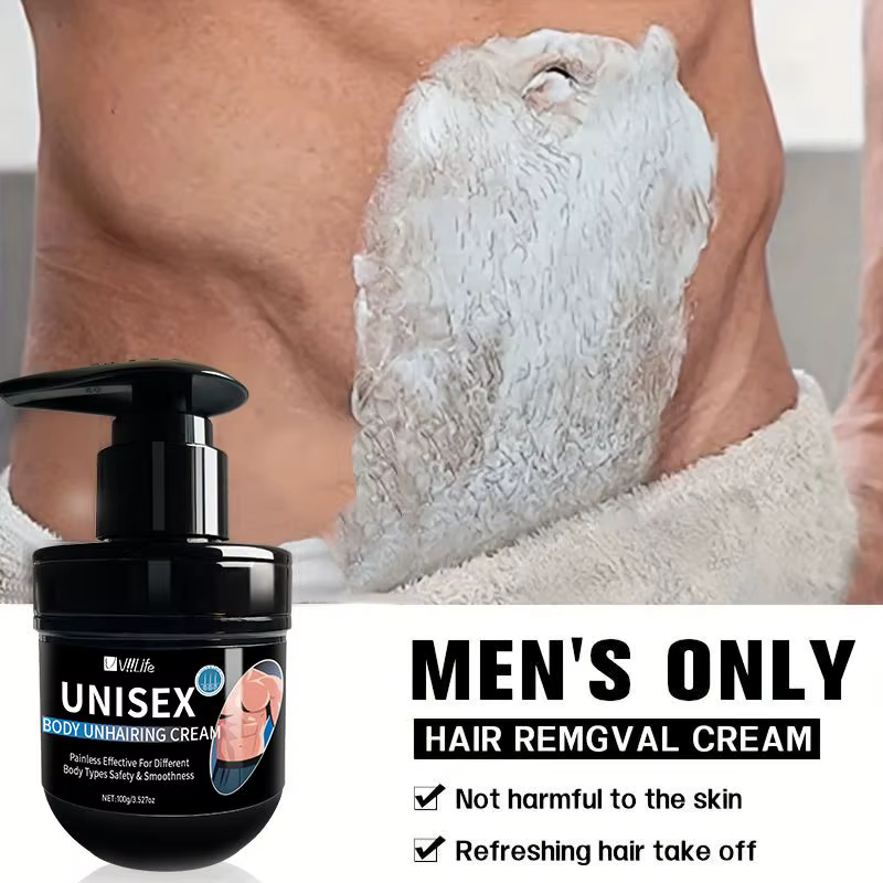 Viilife crème d'épilation pour hommes nourrissante indolore Non irritante inhibiteur de croissance lisse Portable Lotion