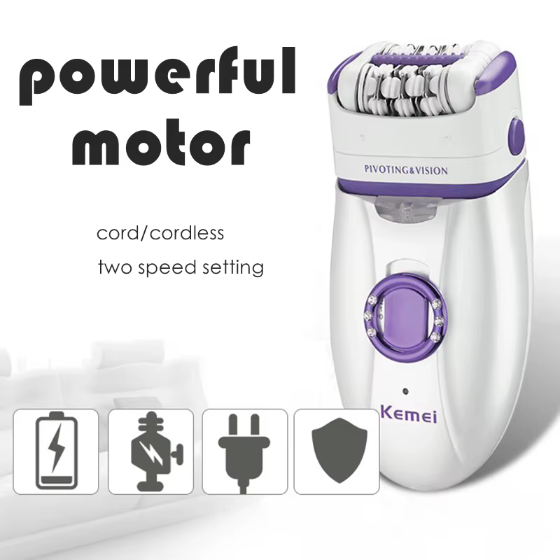 Kemei 1981 3in1 électrique femmes épilateur femme rasoir jambe corps épilation dépilatoire dame Bikini tondeuse pied callosités dissolvant