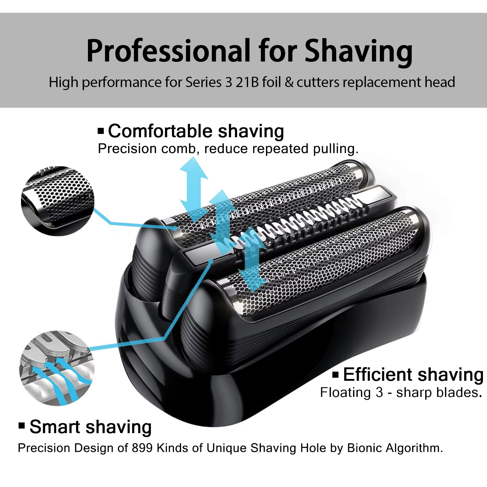 Tête de rechange pour tête humide et sèche Braun série 3 S3