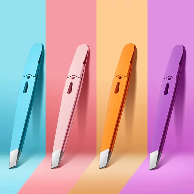 Pince à épiler sourcils colorée en acier inoxydable, outil de beauté pour l'épilation des poils fins, pinces biseautées pour sourcils, outils de maquillage