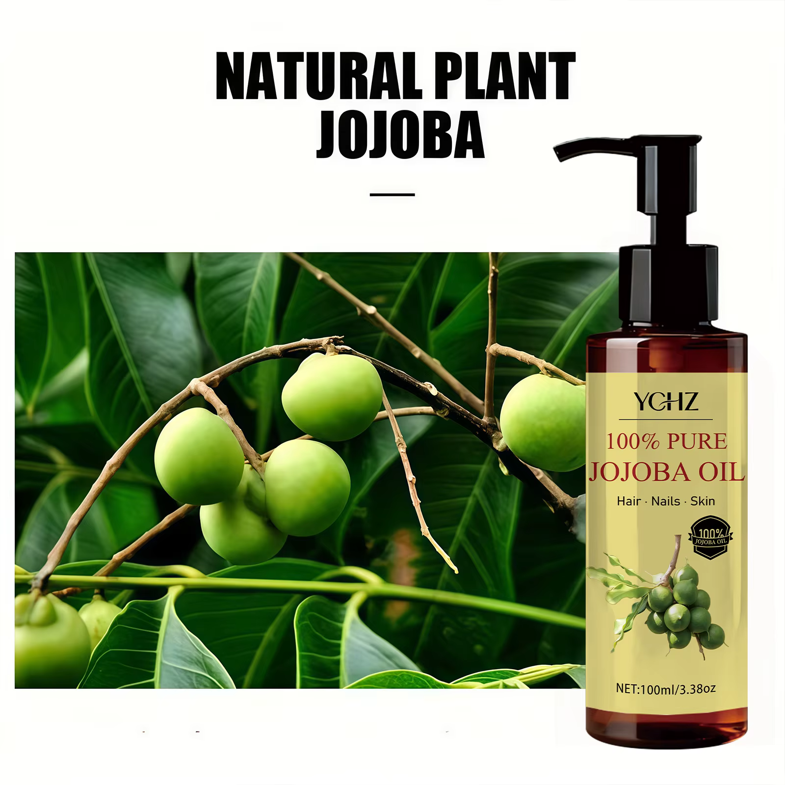 Huile de Jojoba - Produit naturel pur pour les soins de la peau et des cheveux