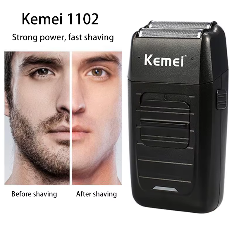 Kemei rasoir sans fil Rechargeable pour hommes double lame alternative barbe