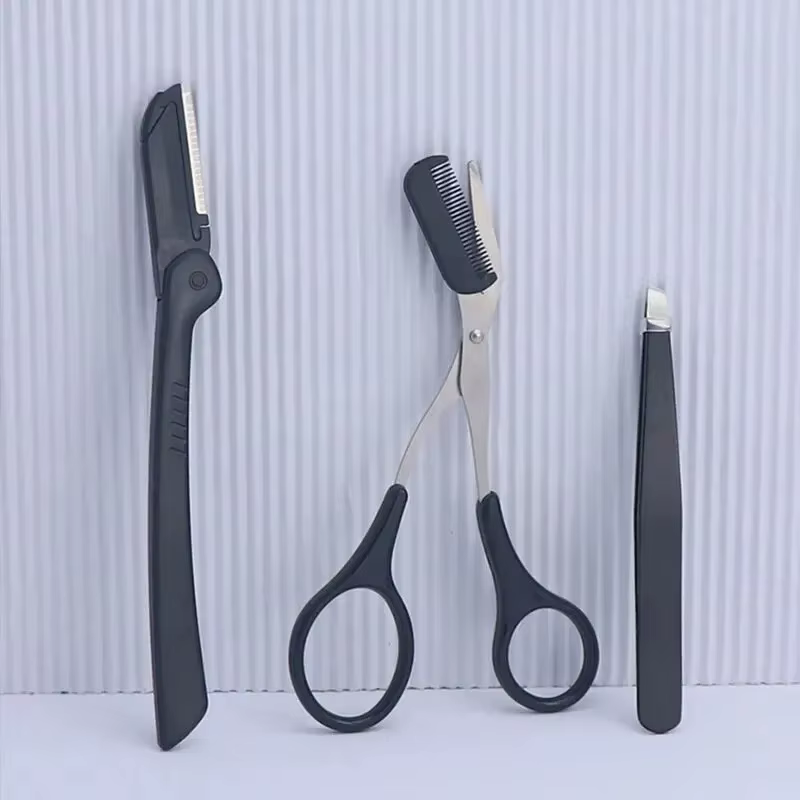 1/3 pièces pince à sourcils en acier inoxydable peigne ciseaux tondeuse